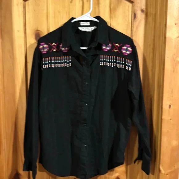 Side Saddle Beaded Western Button Down - Picture 1 of 6